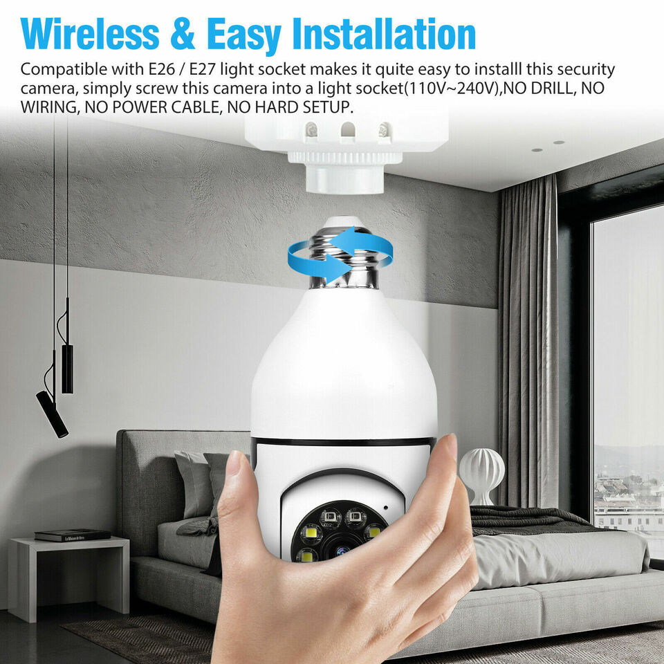 ny Bombilla Camara De Seguridad 5G WiFi 360 Con Audio Mikrofon Para Exterior Casa