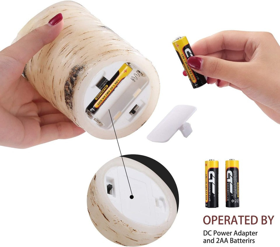 new qinxiang Flameless Candles LED Birch Bark Set of 3 (D Ivory set 3 QINXIANG - KOEEK