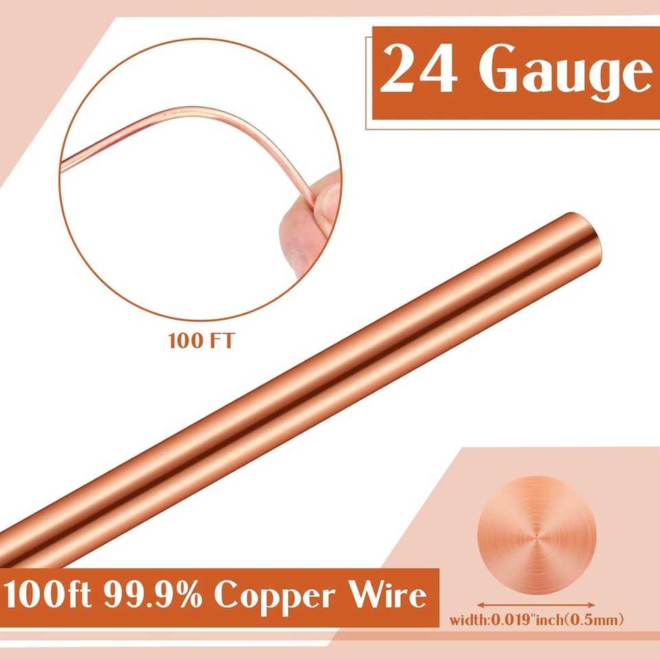 new Therwen 100ft 24 Gauge Copper Wire for Gardening, 100ft, as pictures show THERWEN - KOEEK