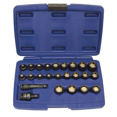 nytt Westward 4Prf3 Drive Impact Socket Set, Sae, Metrisk, 24 stk.