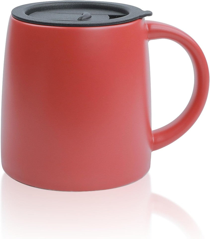 new Classic Mug, 14 oz Large Coffee Mug with Handle, 1 Pack, Sliding Lid: Red 07FC0E-D4 - KOEEK