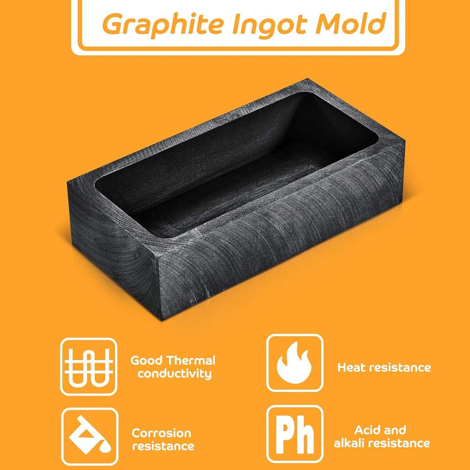 new 2 Pieces Graphite Ingot Mould Crucible for 4 x 2 x 1 Inch, Black 07FC0E-D4 - KOEEK