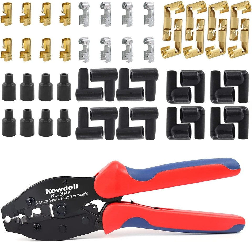 new Ratchet Spark Plug Wire Crimper Set, deli 25Pcs Red, Blue, Black 07FC0E-D4 - KOEEK
