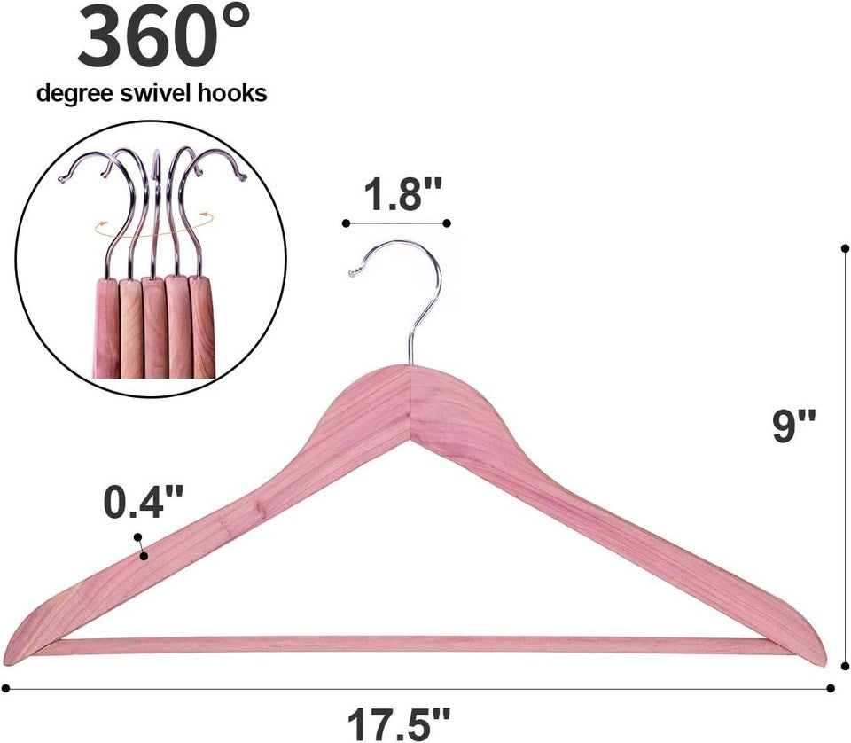 new ELONG HOME Cedar Hangers, 12 Pack Sturdy Wooden Hangers with 12 pack, Nature ELONG HOME - KOEEK