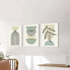new Sage Green Boho Wall Art Set of 3, 12x16 Inch with frame, Modern boho 07FC0E-D4 - KOEEK