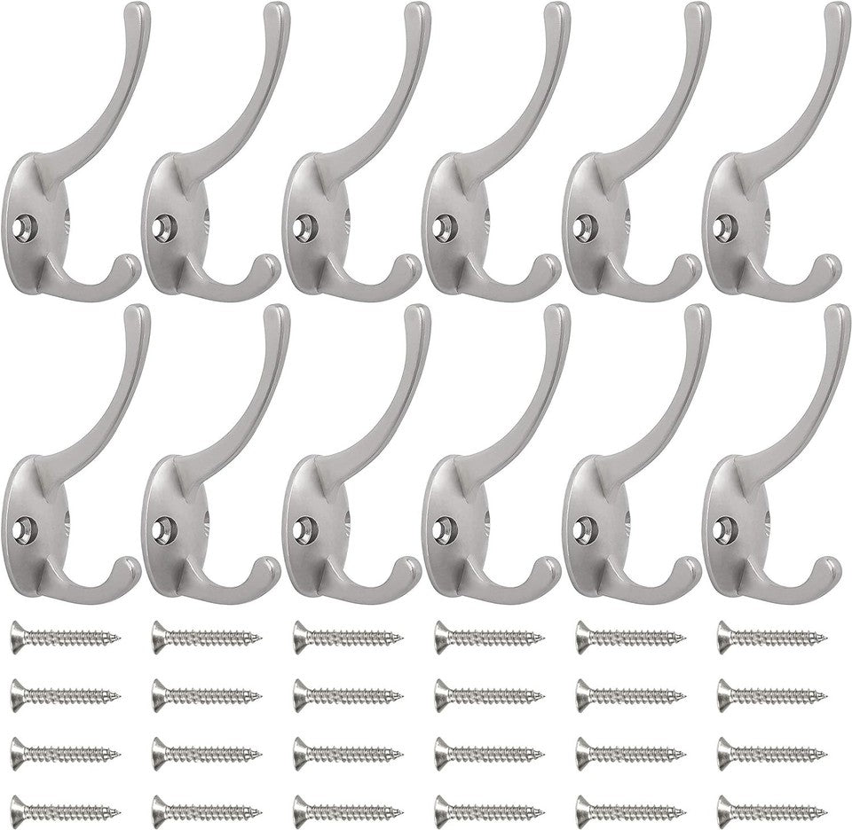 new IBosins 12 Pack Silver Coat Hooks Wall Mounted with 24 Screws Retro IBOSINS - KOEEK