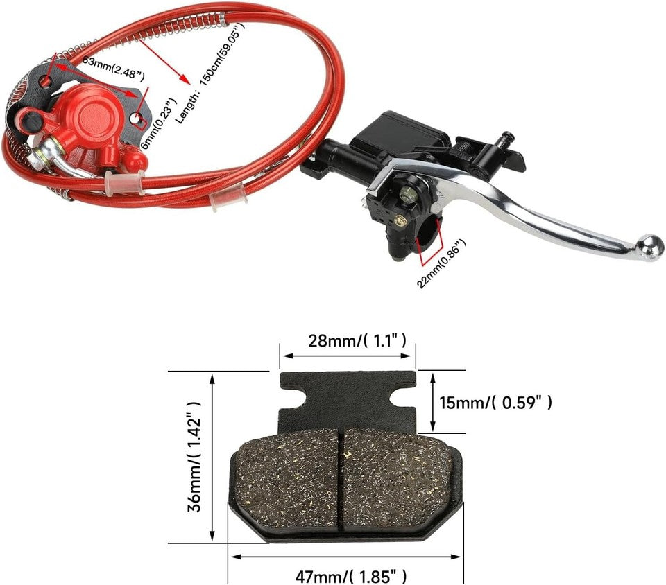 new FVRITO Rear Hydraulic Disc Brake System Hand Master Cylinder Red FVRITO - KOEEK