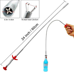 new Flexible Claw Grabber Pickup Tool with 4 Claws, Drain Snake Hair Silver, red 07FC0E-D4 - KOEEK