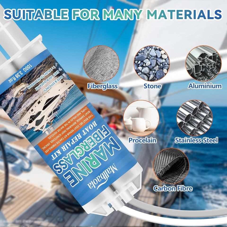 new Marine Fiberglass Repair Kit for Boats, Gel Coat White 07FC0E-D4 - KOEEK