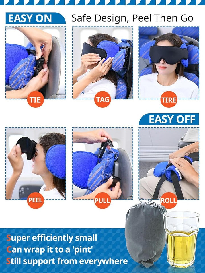 new Travel Pillows for Airplanes, Airplane Pillow 1 Count (Pack of 1), Black 07FC0E-D4 - KOEEK