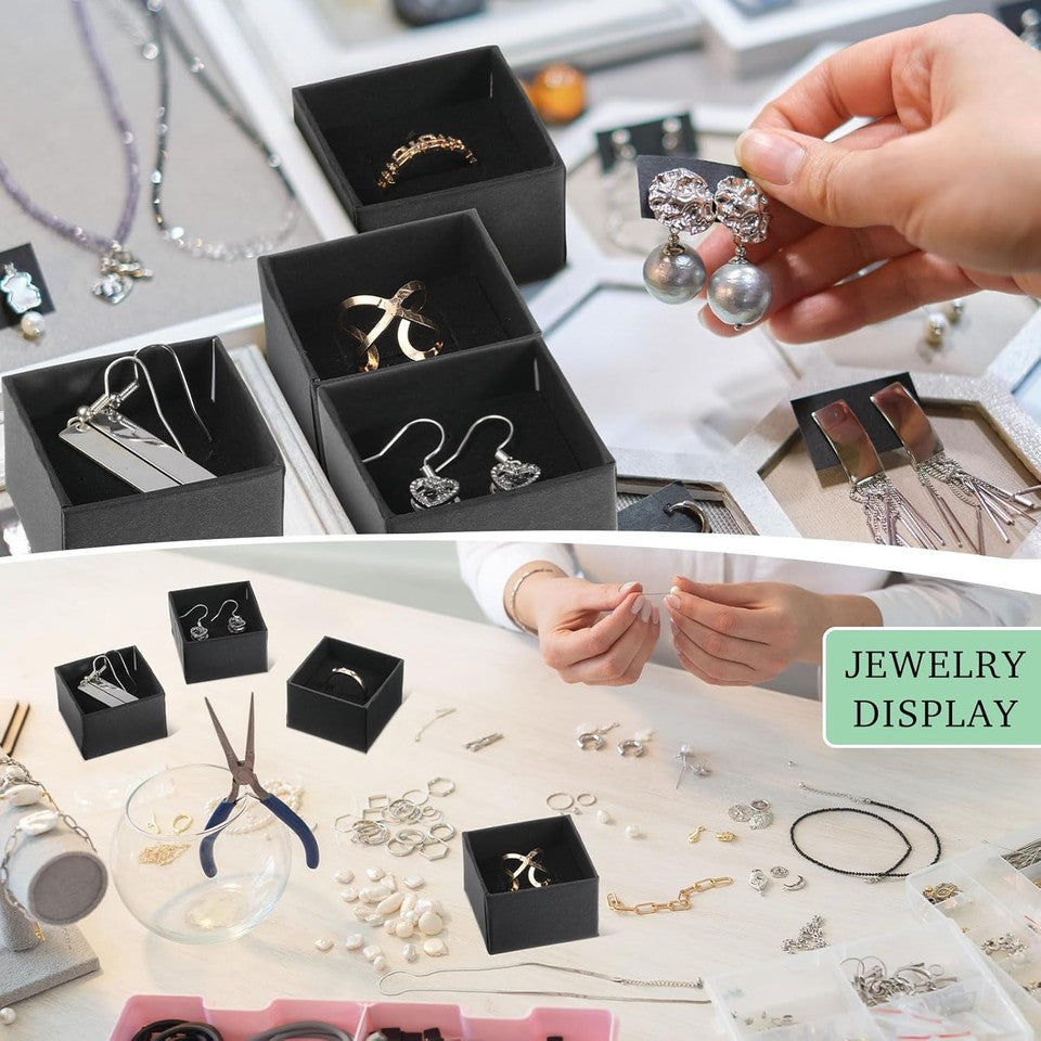 new Sasyl 200 Pcs Jewelry Gift Boxes Bulk Cardboard Ring Earring Black Color 07FC0E-D4 - KOEEK