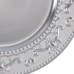 new 13-Inch Charger Plates, 6Pcs Dinner Plate Chargers Round 6Pcs, Floral-Silver 07FC0E-D4 - KOEEK