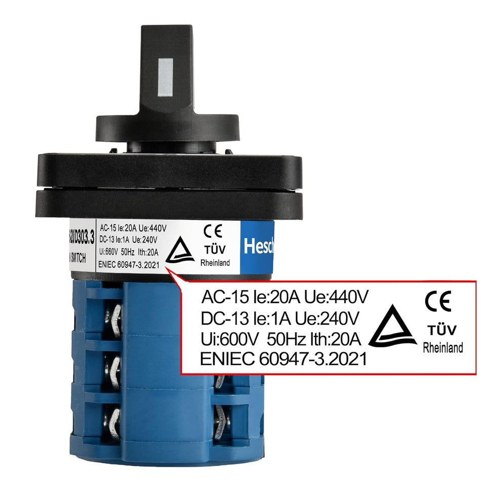used Universal Rotary Cam Selector Changeover Switch SZW26-20/D303.3 660V 20A 3... 07FC0E-D4 - KOEEK