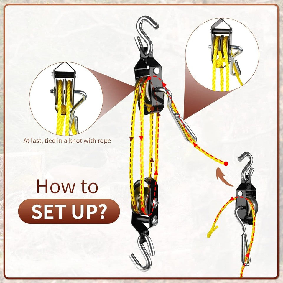 new Deer Hanger, Elk Hoist Pulley Lift System with Gambrel, Hunting Game Hanging... 07FC0E-D4 - KOEEK
