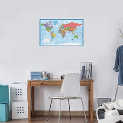 new Laminated World Map Poster - Wall Chart of Earth - 18" x 29" (Blue) Blue 07FC0E-D4 - KOEEK