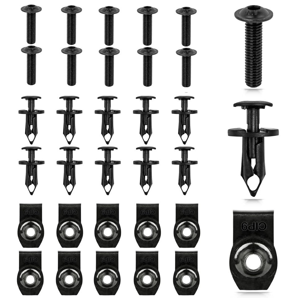 new Xislet Set of 30pcs Body Panel Torx Screw 7519650, U-Type One Size, Black XISLET - KOEEK