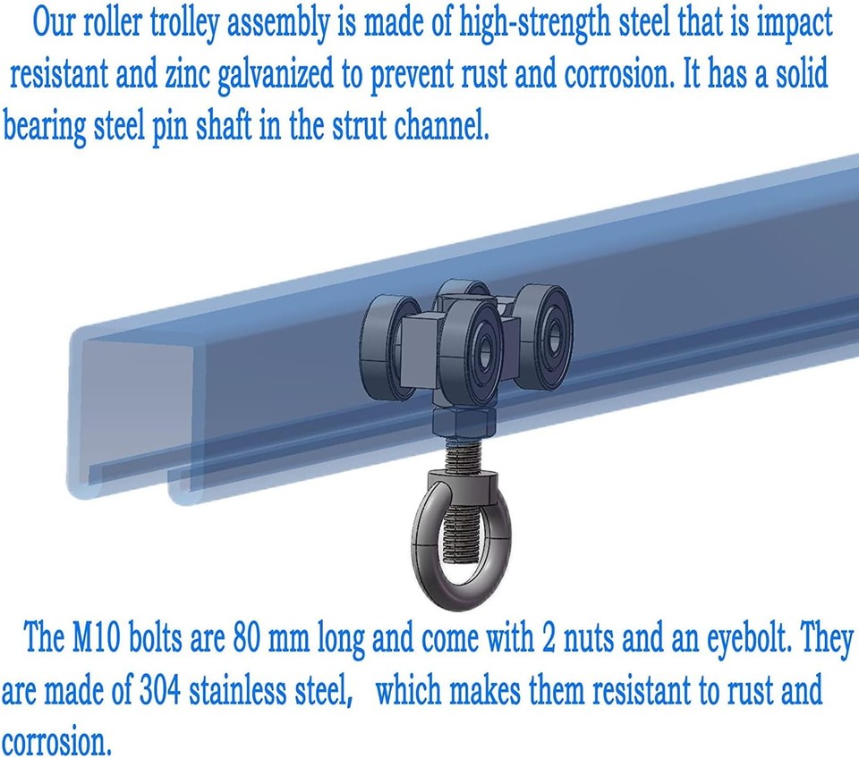 new SKTREX 4 Wheel Silent Trolley Assembly Rollers Four Bearing Pack of 2