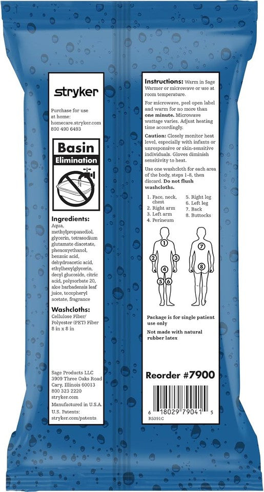 new Stryker - Sage Comfort Bath Cleansing Washcloths - 6 Packages, 48 Cloths -... SAGE - KOEEK