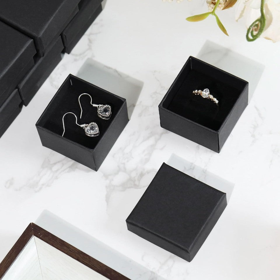 new Sasyl 200 Pcs Jewelry Gift Boxes Bulk Cardboard Ring Earring Black Color 07FC0E-D4 - KOEEK