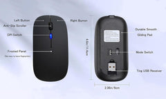 new Wireless Bluetooth Mouse Rechargeable LED Silent Slim Laptop Black 07FC0E-D4 - KOEEK