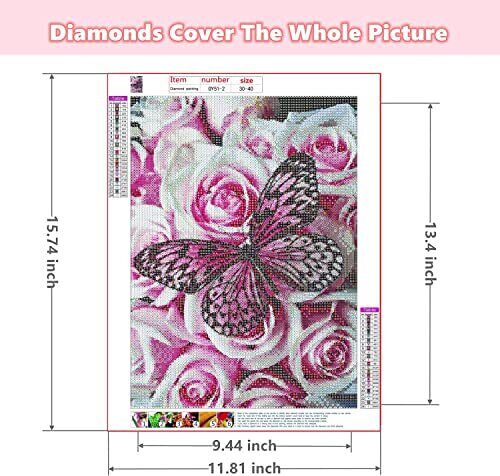 new Flower Diamond Painting Kits for Adults,Butterfly 5D Diamond Art for Adult Ho...