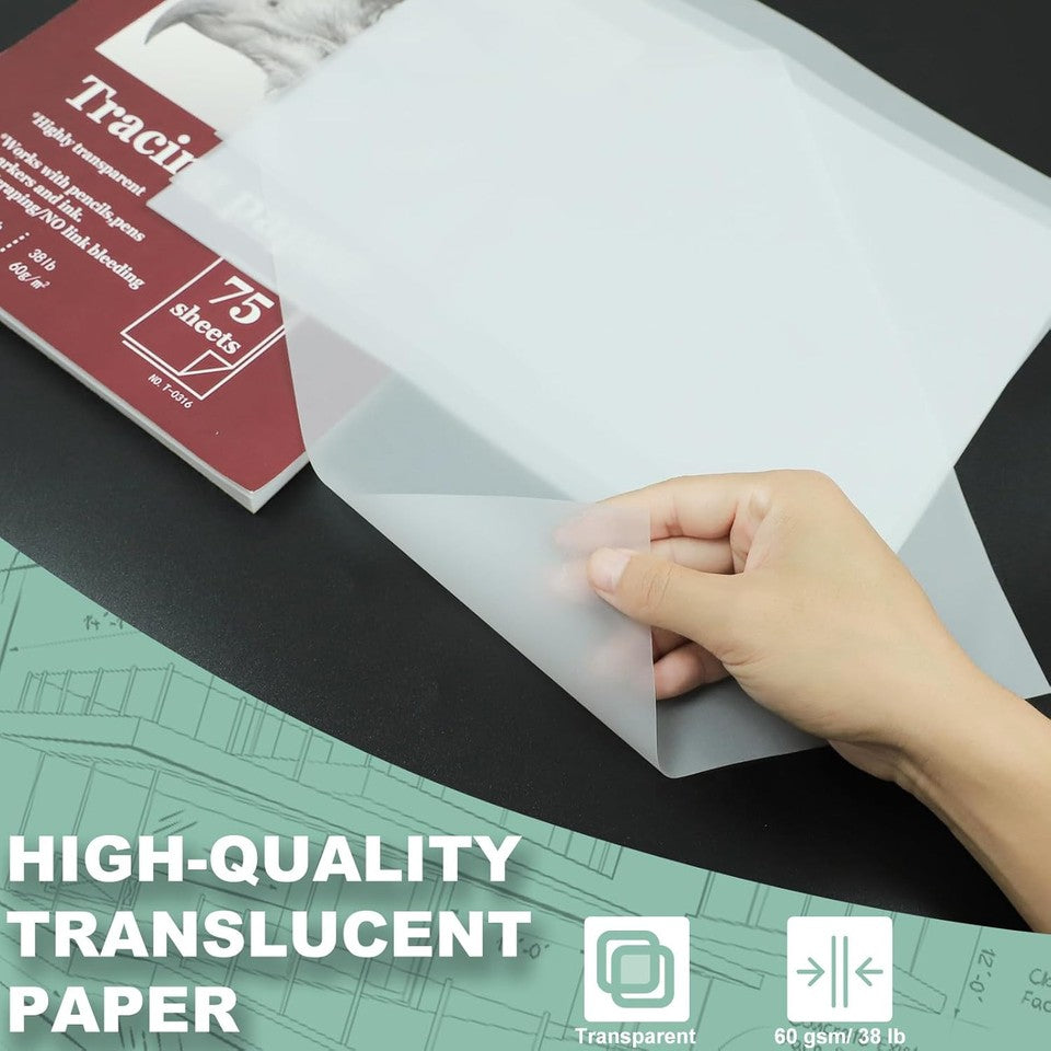new Tracing Paper for Drawing, 9 X 12'' 9-x-12-inch:1 Pack, white 07FC0E-D4 - KOEEK