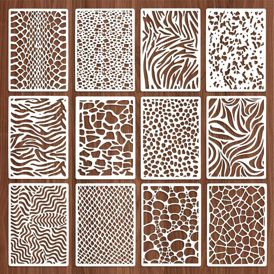 new Jeffdad 12 Pcs Stencils for Crafts Reusable, Texture 8.27 x 5.9 Inch JEFFDAD - KOEEK