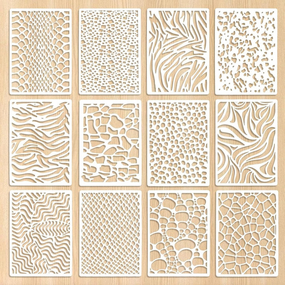 new Jeffdad 12 Pcs Stencils for Crafts Reusable, Texture 8.27 x 5.9 Inch JEFFDAD - KOEEK