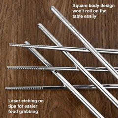 new 5 Pairs Premium Stainless Steel Metal Chopsticks, Reusable Silver 07FC0E-D4 - KOEEK