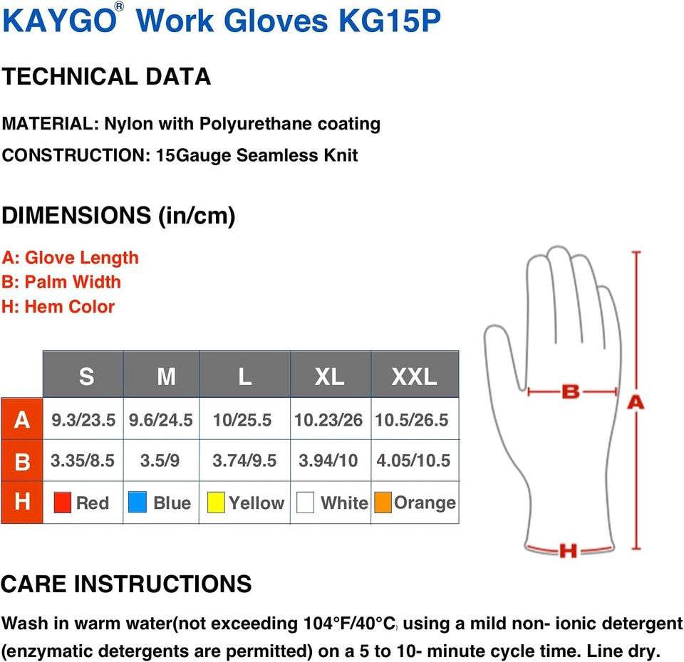 new KAYGO Work Gloves PU Coated 12 Pairs, KG15P,Nylon Large (Pack of 12), Grey KAYGO - KOEEK