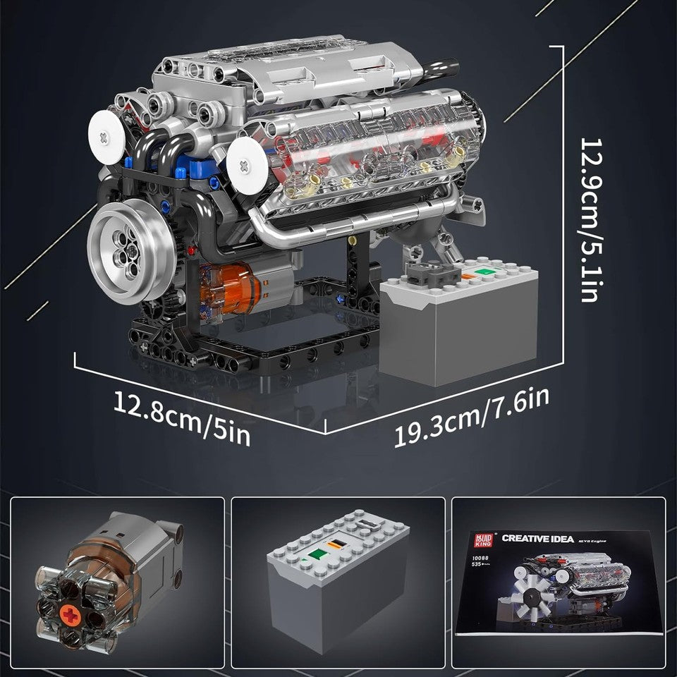 new Mould King V8 Engine Building Blocks Sets, MOC Scale Model Kit with Battery... MOULD KING - KOEEK