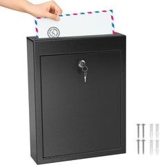 new MaxGear Metal Suggestion Box with Lock and Slot, 3W x 10H x 13L Inch Black MAXGEAR - KOEEK