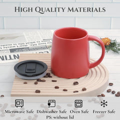 new Classic Mug, 14 oz Large Coffee Mug with Handle, 1 Pack, Sliding Lid: Red 07FC0E-D4 - KOEEK