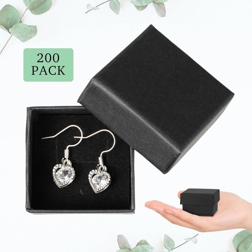 new Sasyl 200 Pcs Jewelry Gift Boxes Bulk Cardboard Ring Earring Black Color 07FC0E-D4 - KOEEK