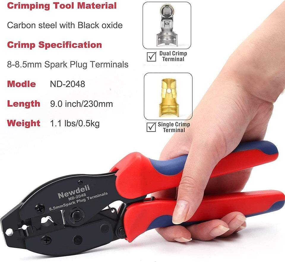 new Ratchet Spark Plug Wire Crimper Set, deli 25Pcs Red, Blue, Black