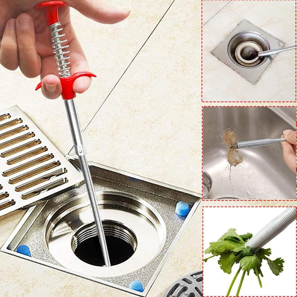 new Flexible Claw Grabber Pickup Tool with 4 Claws, Drain Snake Hair Silver, red 07FC0E-D4 - KOEEK