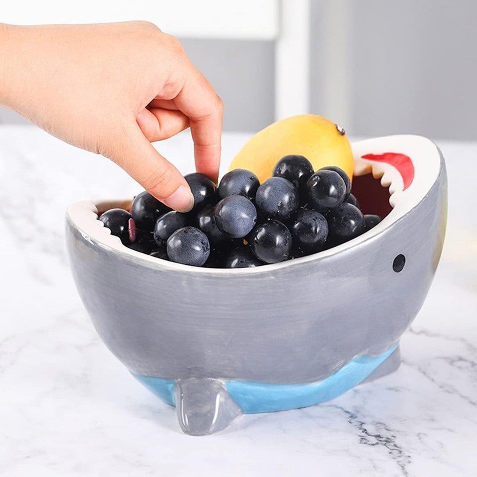 new 40 oz Shark Attack Bowl Cute Candy Popcorn Serving 1200mL, Blue Grey 07FC0E-D4 - KOEEK