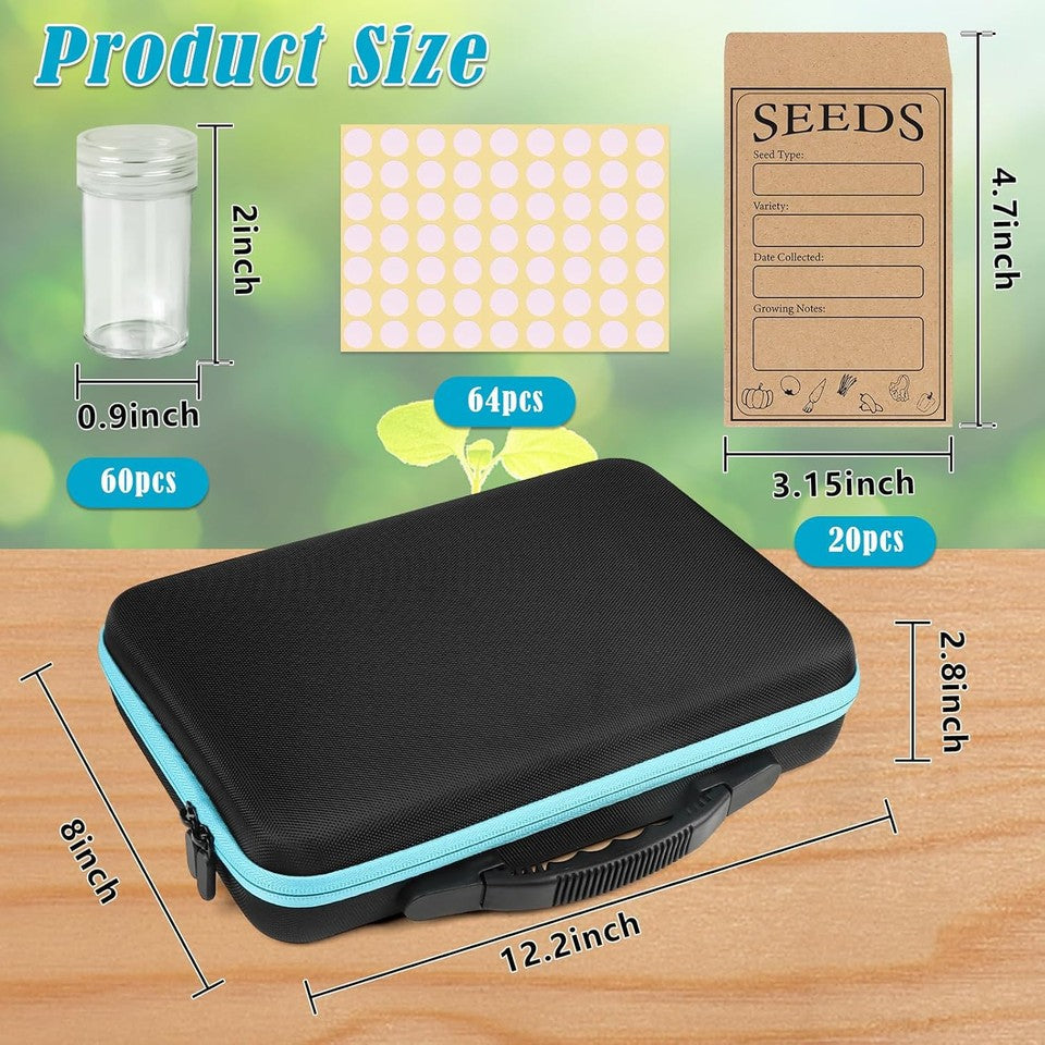 new 60 Slots Seed Storage Organizer with 20 Envelopes, Sturdy Black-60 slot 07FC0E-D4 - KOEEK