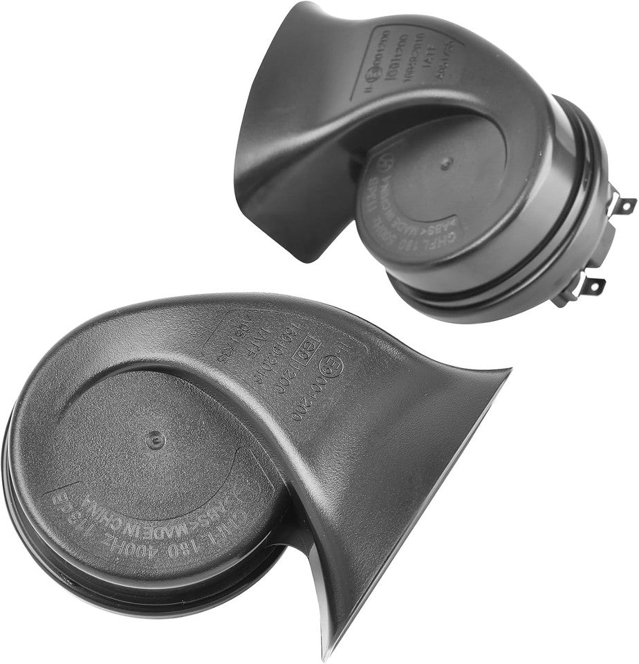 new Universal Car Horn Upgrade Kit, 12V High/Low Dual Tone Snail Horn, Loud Black 07FC0E-D4 - KOEEK