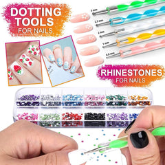 new Nail Art Brushes Kit, 3D Decorations Kit with Dotting White 07FC0E-D4 - KOEEK