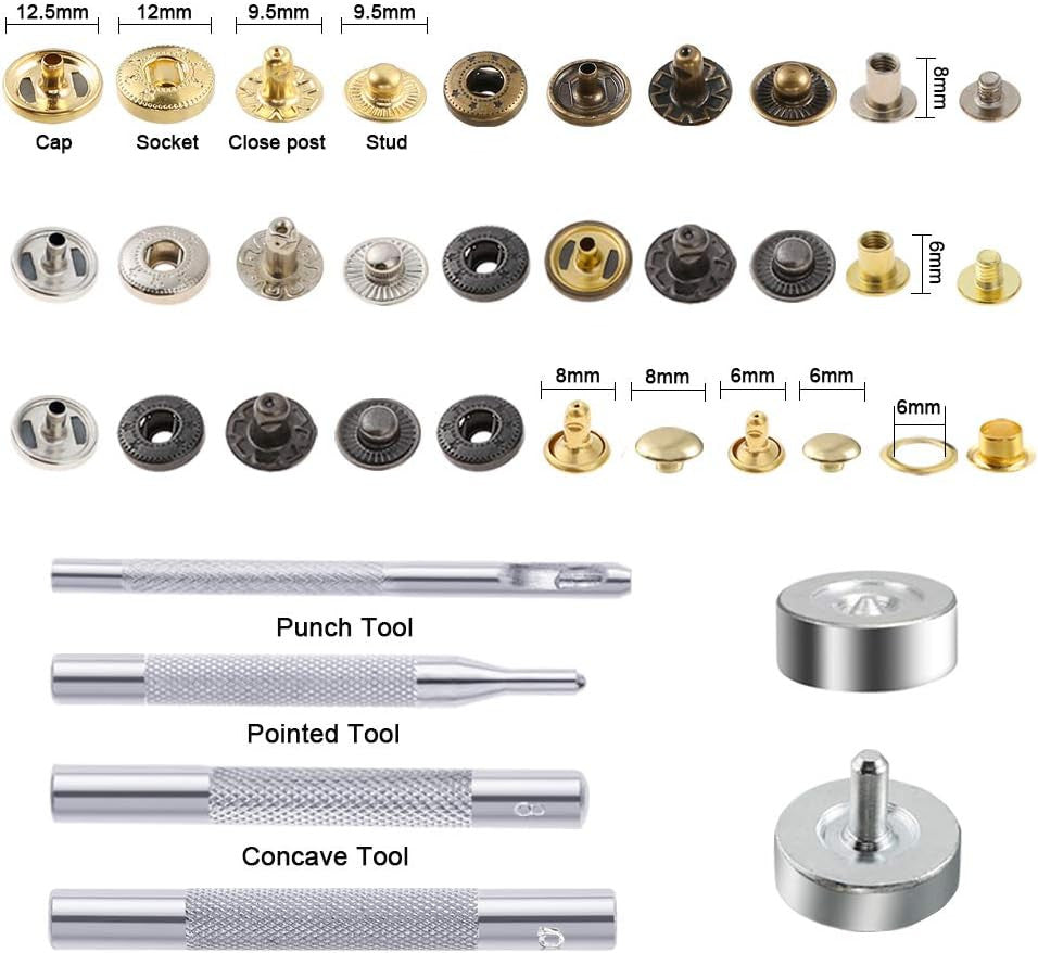 new Caydo 400 Set 4 Style Snap Fasteners Kit Gold, Silver, Bronze, Gunmetal CAYDO - KOEEK