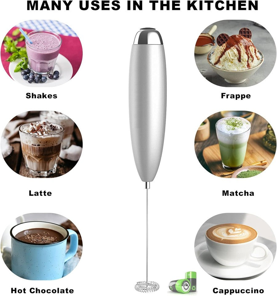 new Milk Frother, Frother for Coffee, Upgraded Titanium Motor Handheld Sliver