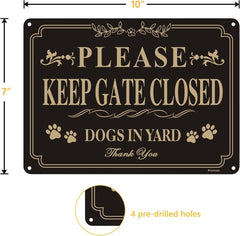 new 2 Pack Please Keep Gate Closed Dogs in Yard Metal Sign 7" x 10" Rust Black 07FC0E-D4 - KOEEK