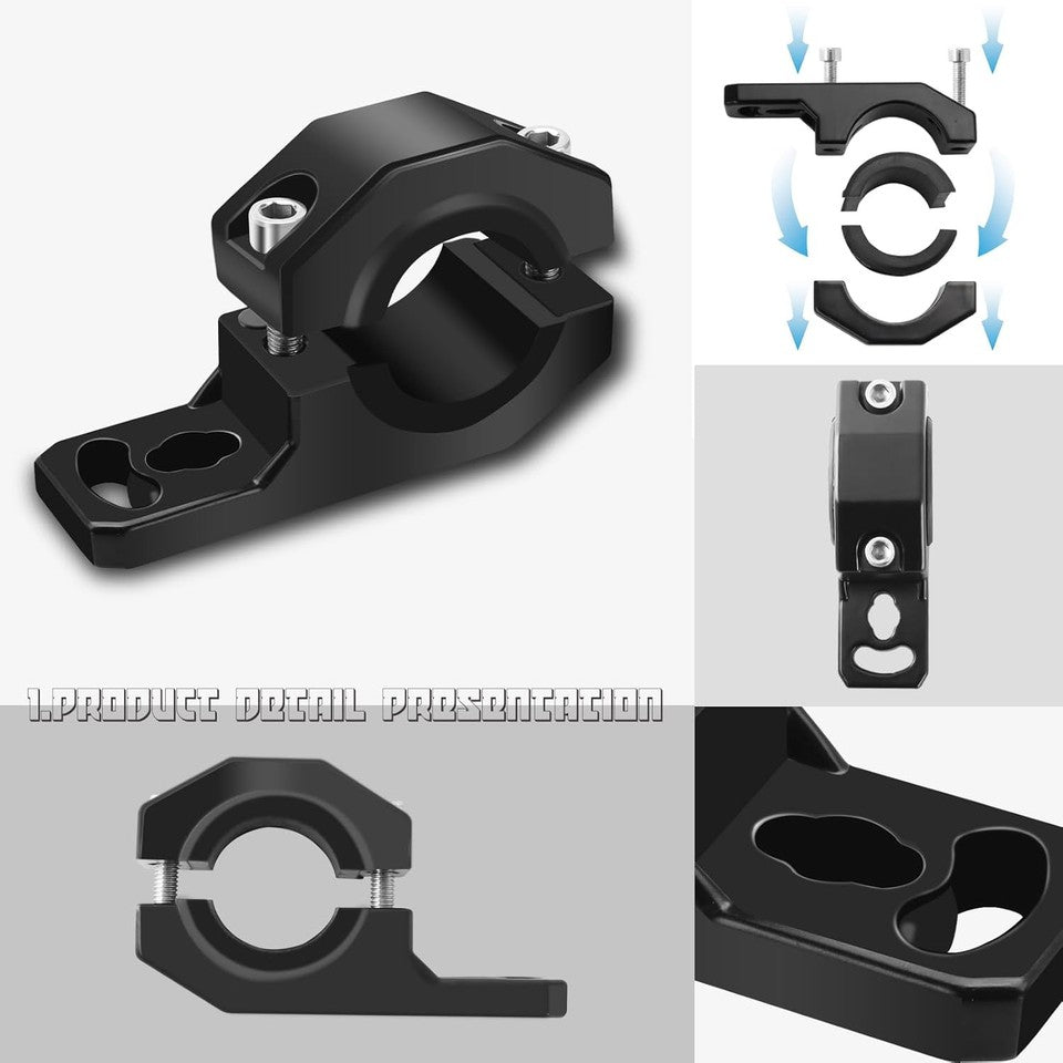 new 4PCS Motorcycle Light Bar Mounts 0.75", 1", 1.25", LED Off 4 Pieces, Black