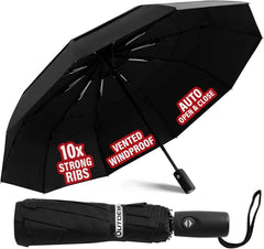 new Windproof Umbrella, Compact and Heavy Duty Black Portable Umbrella for Rain,... 07FC0E-D4 - KOEEK