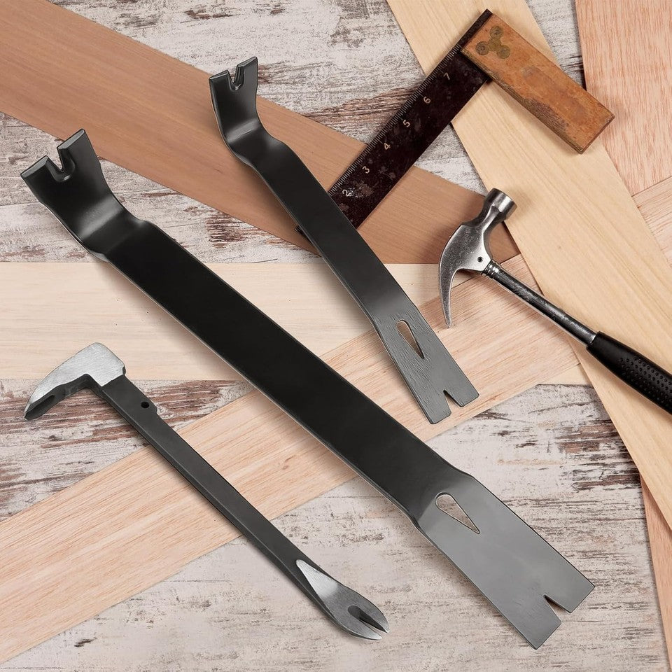 new 3 Piece Pry Bar Set, 10" Nail Puller Cats Paw Bar, 9" and 15" Nail... 07FC0E-D4 - KOEEK