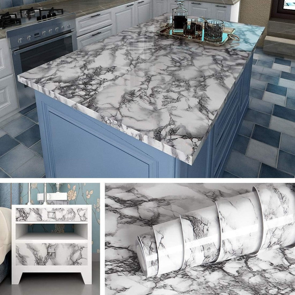 new Livelynine Marble Wall Paper 15.8x394 Kitchen Inch, Granite Gray LIVELYNINE - KOEEK
