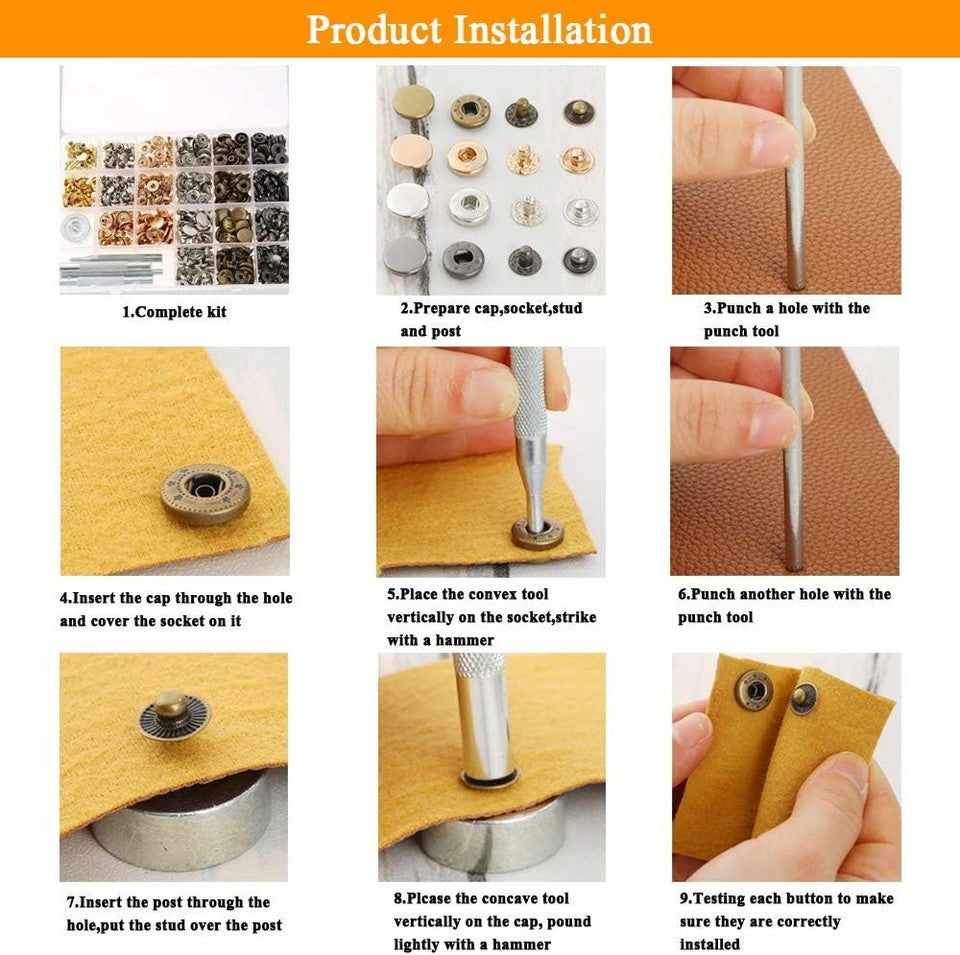 new Caydo 400 Set 4 Style Snap Fasteners Kit Gold, Silver, Bronze, Gunmetal CAYDO - KOEEK