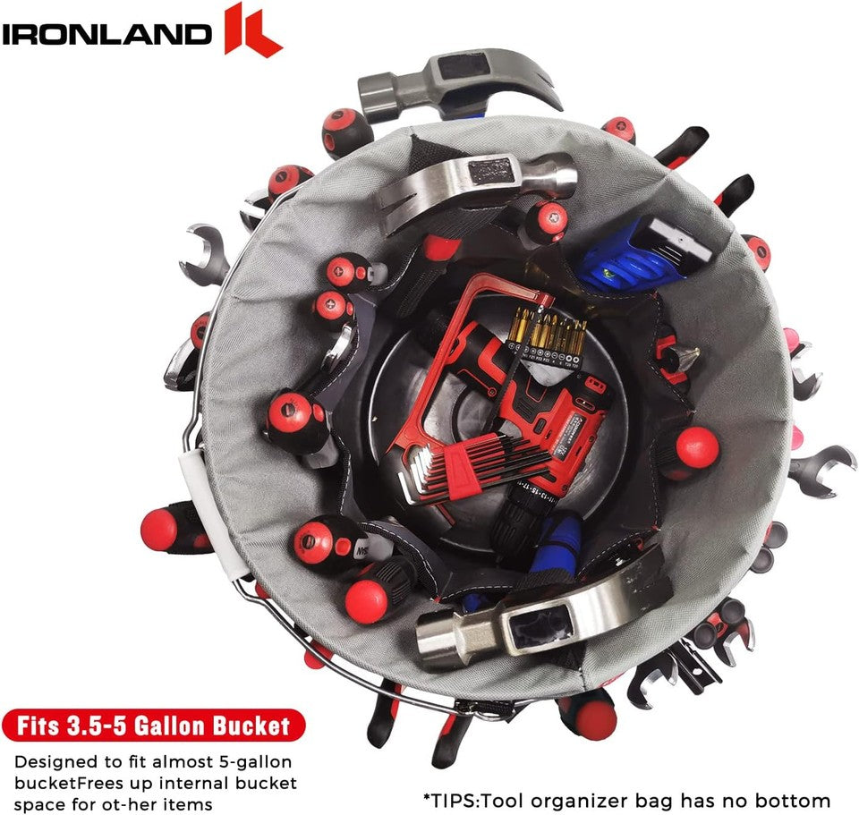 new IRONLAND Bucket Tool Organizer Fit 3.5-5 Gallon Bucket, 51 Medium, Red IRONLAND - KOEEK