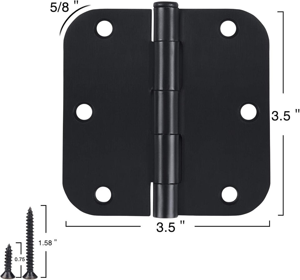 new 3 Pack Interior Matte Black Door Hinges 3 Pack-no squeak, Black-Rounded 07FC0E-D4 - KOEEK